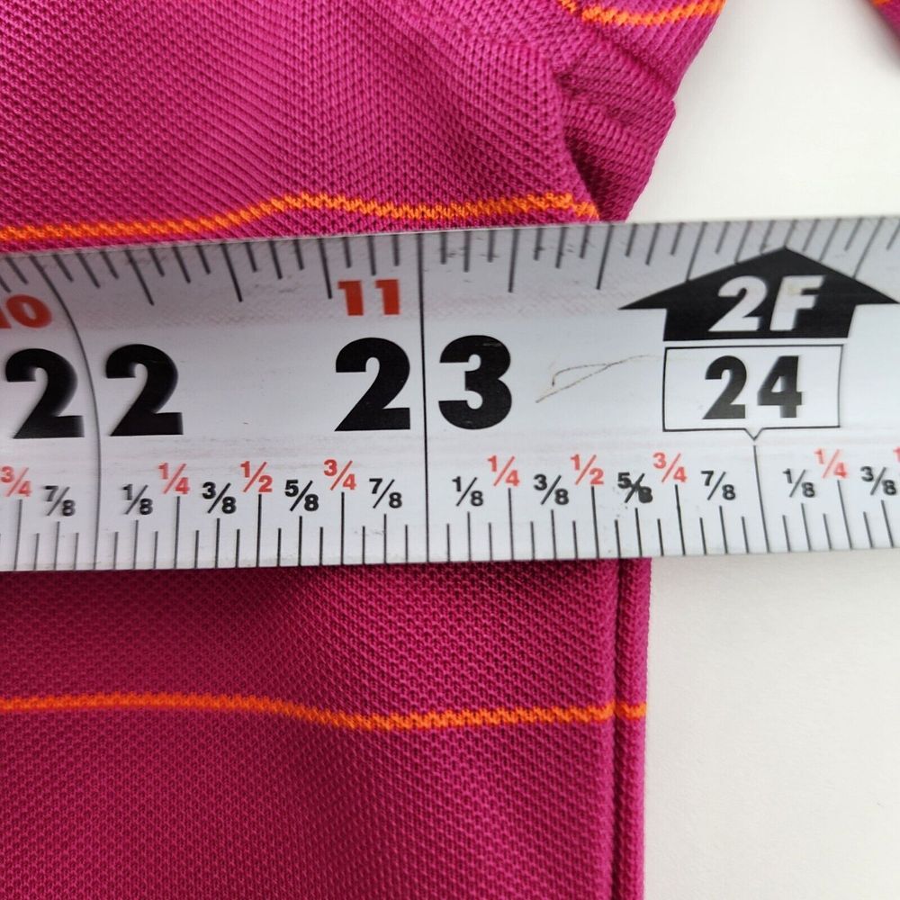 Fennec Golf Polo Men's L Large Pink Striped Performance Button Shirt - Picture 8 of 9